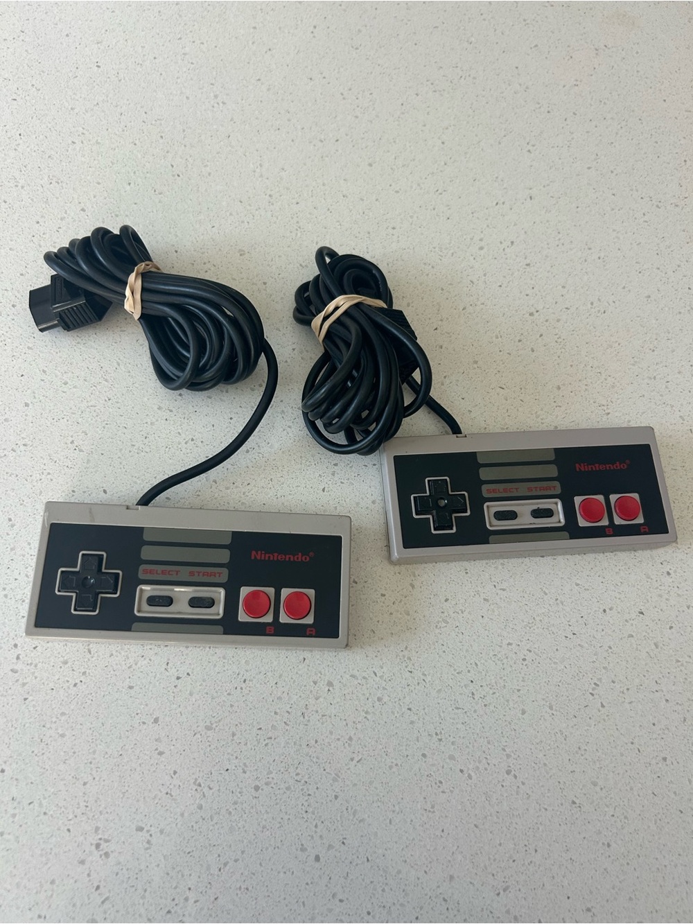 2 Original Nintendo NES Official Game Controllers OEM Authentic NES-004